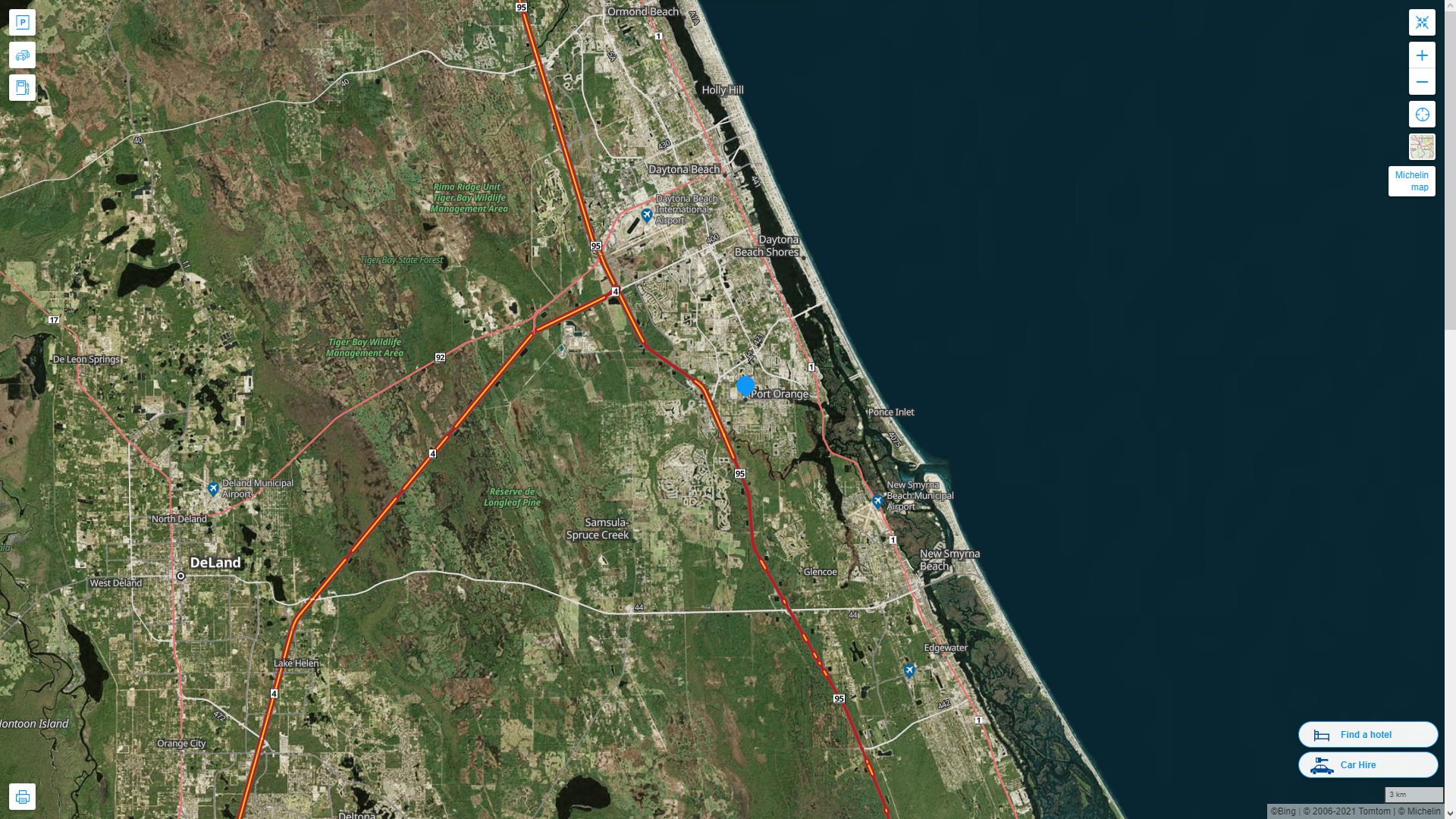 Port Orange Florida Highway and Road Map with Satellite View